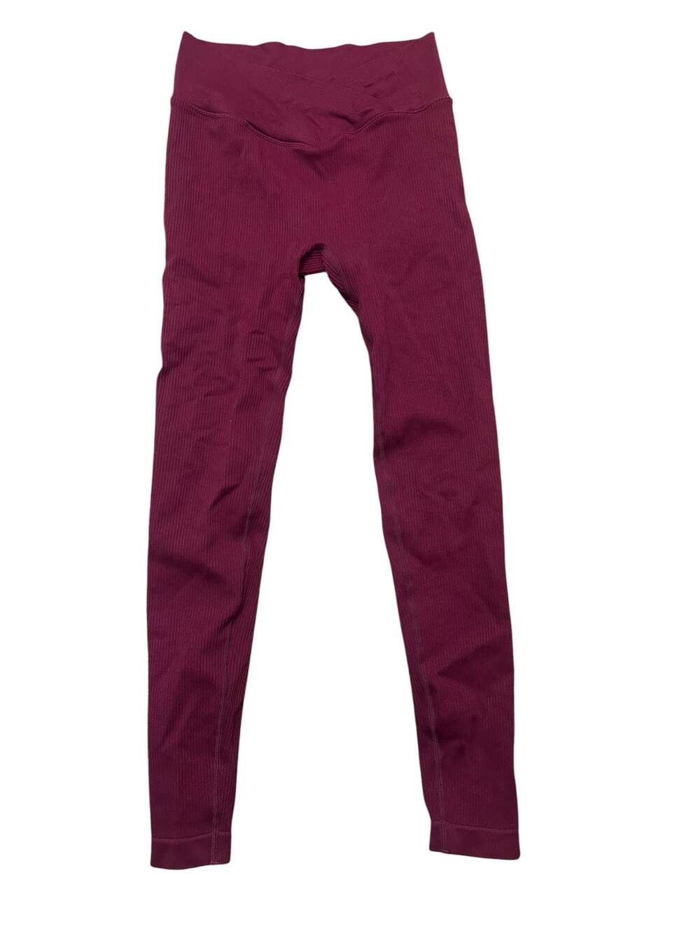 Nova Sport Ribbed Crossover High-Waisted Leggings Maroon Size M